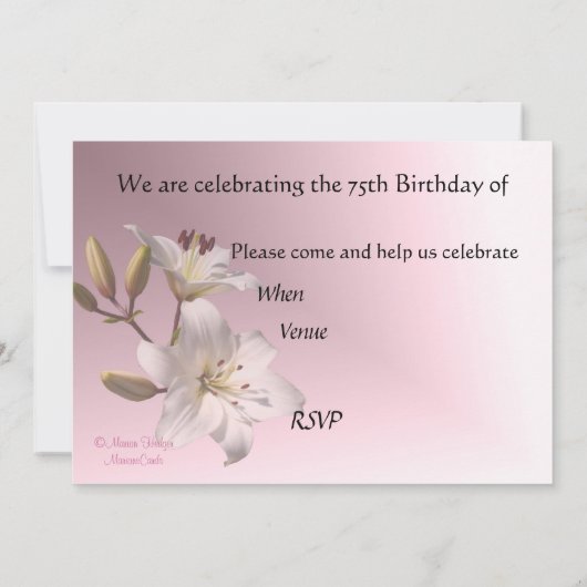 75e verjaardag van de uitnodiging van de Birthday  (Achterkant)