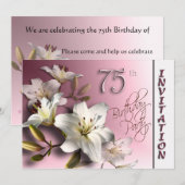 75e verjaardag van de uitnodiging van de Birthday  (Voorkant / Achterkant)