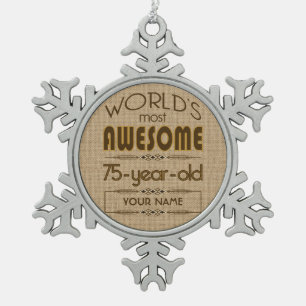 75e verjaardag van de viering van de wereld Best F Tin Sneeuwvlok Ornament