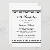 75e verjaardag van Elegant Black Kaart (Voorkant / Achterkant)