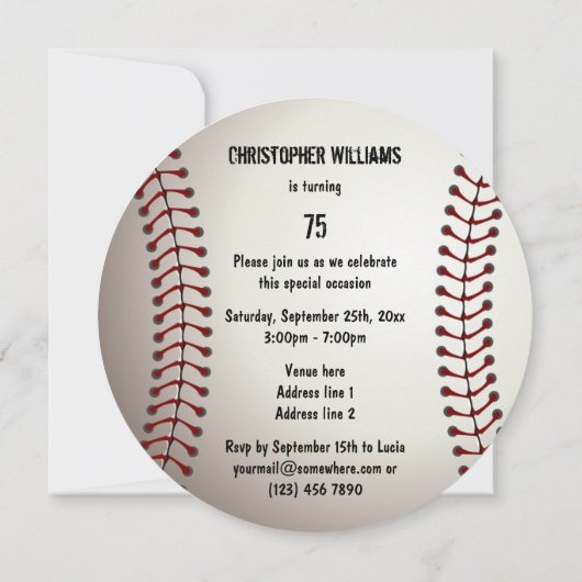 75e verjaardag van Sporty Baseball Double Sided Kaart (Achterkant)