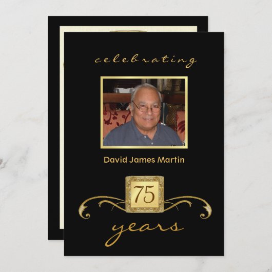 75e verjaardag van uitnodigingen van de Mannen par (Voorkant / Achterkant)