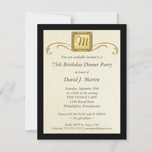 75e verjaardag van uitnodigingen van de partij - f (Achterkant)