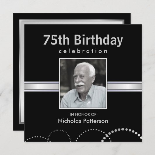 75e verjaardag van uitnodigingen van de Partij van (Voorkant / Achterkant)