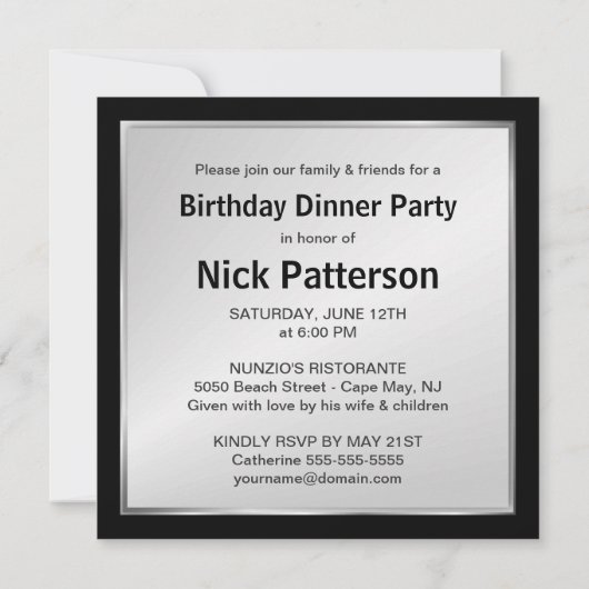 75e verjaardag van uitnodigingen van de Partij van (Achterkant)