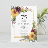 75e verjaardag van zonnebloemen kaart (Staand voorkant)