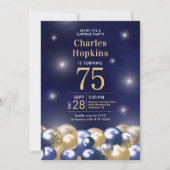 75e verjaardag Verrassing Marine Blauw Gouden Ball Kaart (Voorkant)