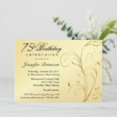 75e verjaardag Verrassingsfeest - Elegant Gold Flo Kaart (Staand voorkant)