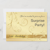 75e verjaardag Verrassingsfeest - Elegant Gold Flo Kaart (Achterkant)