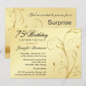 75e verjaardag Verrassingsfeest - Elegant Gold Flo Kaart (Voorkant / Achterkant)