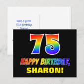 75e verjaardag: Vet, Vun, eenvoudig, Regenboog 75 Briefkaart (Voorkant / Achterkant)