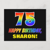75e verjaardag: Vet, Vun, eenvoudig, Regenboog 75 Briefkaart (Voorkant)