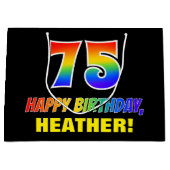 75e verjaardag: Vet, Vun, eenvoudig, Regenboog 75 Groot Cadeauzakje (Voorkant)