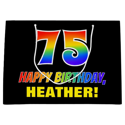 75e verjaardag: Vet, Vun, eenvoudig, Regenboog 75 Groot Cadeauzakje (Voorkant)