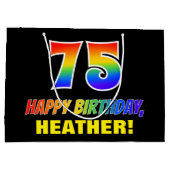 75e verjaardag: Vet, Vun, eenvoudig, Regenboog 75 Groot Cadeauzakje (Achterkant)