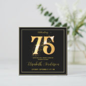 75e verjaardag viert goud zwart kaart (Staand voorkant)