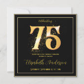 75e verjaardag viert goud zwart kaart (Voorkant)