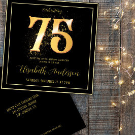 75e verjaardag viert goud zwart kaart