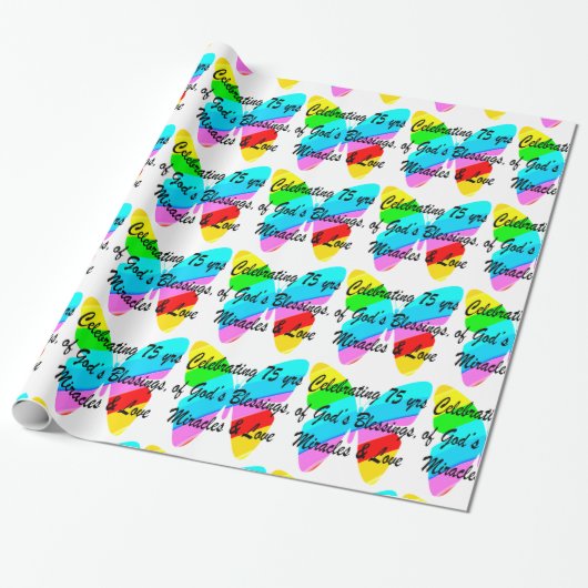 75E VERJAARDAG VLINDER GEPERSONALISEERD ONTWERP CADEAUPAPIER (Uitgerold)