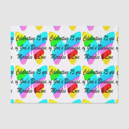 75E VERJAARDAG VLINDER GEPERSONALISEERD ONTWERP TISSUEPAPIER (Voorkant)