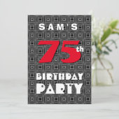 75e verjaardag voor hem zwart wit patroon A11 Kaart (Staand voorkant)