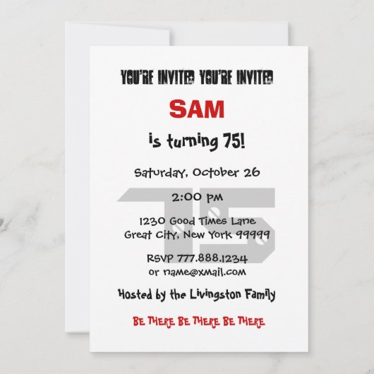 75e verjaardag voor hem zwart wit patroon A11 Kaart (Achterkant)