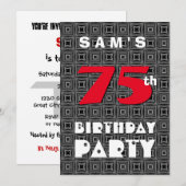 75e verjaardag voor hem zwart wit patroon A11 Kaart (Voorkant / Achterkant)