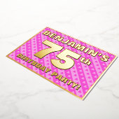 75e verjaardag - vuurroze harten en strips folie uitnodiging (Gedraaid)