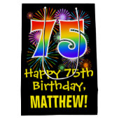 75e verjaardag: Vuurwapenpatroon met vuursteentje Medium Cadeauzakje (Achterkant)