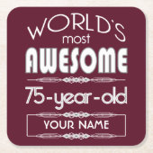 75e verjaardag Wereld Beste Fabulous Dark Red Maro Kartonnen Onderzetters (Voorkant)