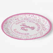 75e verjaardag Willekeurig getal Patroon Roze/Wit Papieren Bordje (Gekanteld)