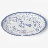 75e verjaardag Willekeurig nummer Patroon Blauw/Wi Papieren Bordje (Gekanteld)