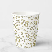 75e verjaardag Willekeurig nummer patroon Gold/Whi Papieren Bekers (Links)