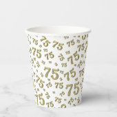 75e verjaardag Willekeurig nummer patroon Gold/Whi Papieren Bekers (Voorkant)