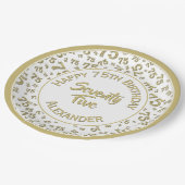 75e verjaardag Willekeurig nummer Patroon Goud/Wit Papieren Bordje (Gekanteld)