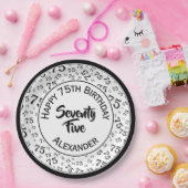 75e verjaardag Willekeurig nummer Patroon Zwart/Wi Papieren Bordje (Feest)