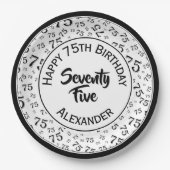75e verjaardag Willekeurig nummer Patroon Zwart/Wi Papieren Bordje (Voorkant)