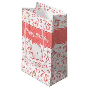 75e verjaardag Willekeurig nummerpatroon koraal/wi Klein Cadeauzakje