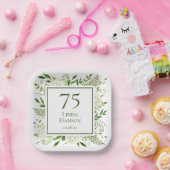 75e verjaardag Witte Hortensia's Papieren Bordje (Feest)