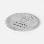 75e verjaardag zilveren elegante confetti papieren bordje (Gekanteld)