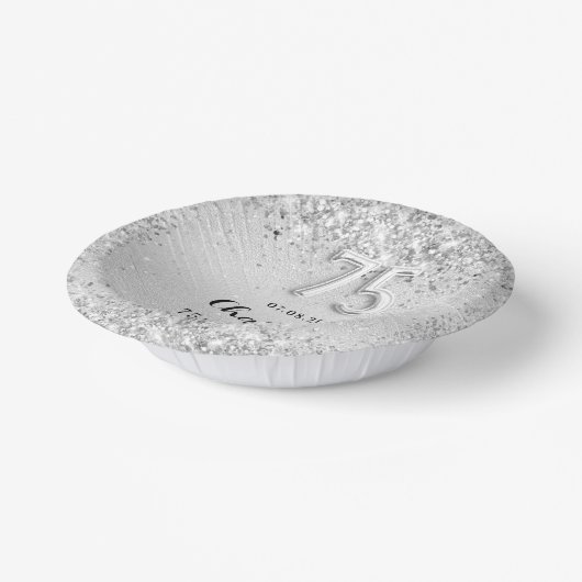 75e verjaardag zilveren elegante confetti papieren kommen (Gebogen)