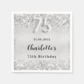75e verjaardag zilveren elegante confetti servet (Voorkant)