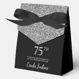 75e verjaardag Zilveren Glitter Dank je wel Bedankdoosjes