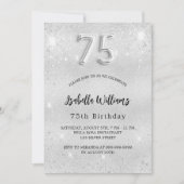 75e verjaardag zilveren glitter elegante luxe kaart (Voorkant)