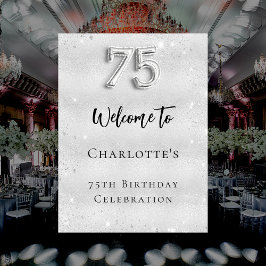 75e verjaardag zilveren welkom poster