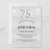 75e verjaardag zilverglitter elegant kaart (Voorkant)