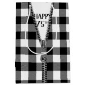 75e verjaardag Zipper op buffelplaat Medium Cadeauzakje (Voorkant)