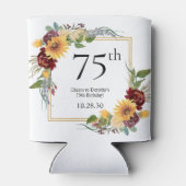 75e verjaardag Zonnebloemen Blikjeskoeler (Achterkant)