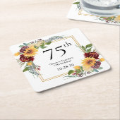 75e verjaardag Zonnebloemen Kartonnen Onderzetters (Schuin)