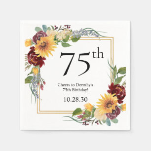 75e verjaardag zonnebloemen servet
